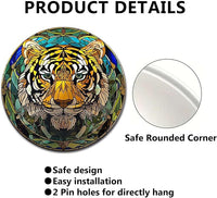Lygond Metal Sign Tin Sign Circular Stained Glass Tigle Tin Signs Gardening For Pet 8×8 Inches