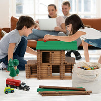 Wondertoys 208 Pcs Wooden Log Set, Classic Building Logs Ages 3+ - 456PCS Luxury Villas - image 4