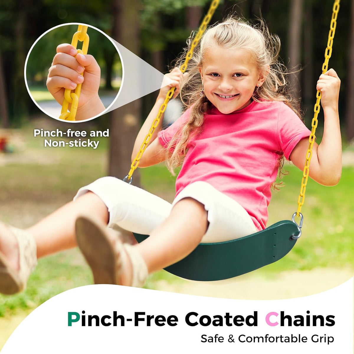 Decorlife 2 pack green outdoor swing seats with 66 inch coated chains - view 4