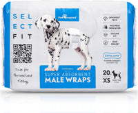 Paw Inspired Select Fit Male Dog Wraps, Wetness Indicator - X-Small