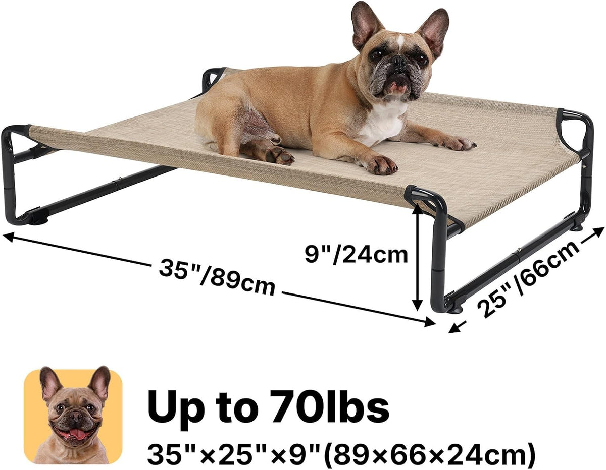 Veehoo Outdoor Elevated Dog Bed - Beige Coffee / 35.0"L x 26.0"W x 9.4"Th - image 4