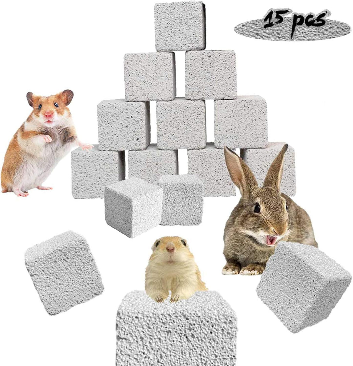 PINVNBY 15 Pcs Rabbits Lava Blocks Bunny Teeth Grinding Stone Small - 【15 PCS】