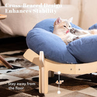 Elevated Cat Bed for Indoor Cats Couch Sofa Flower – Essentials for Cats - Deep Blue - image 2