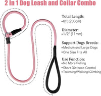 Strong Slip Rope Dog Training Leash - 1/2" x 6ft / Pink - image 4
