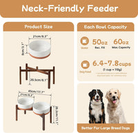 Elevated Dog Bowls, Raised Ceramic Dog Bowl for Small & Medium Dogs – Essentials for Dogs - Double Bowls with Stand- Vanilla White / 7.6CUPS - image 2