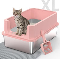 Stainless Steel Litter Box - Pink / XL