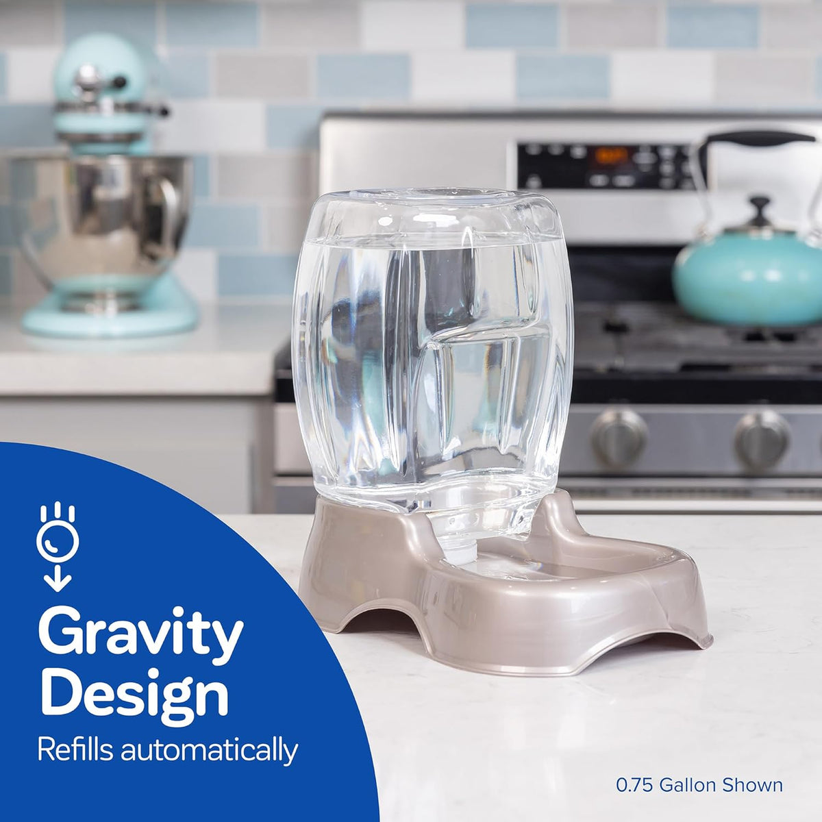 Petmate Pet Cafe Gravity Water Dispenser - PEARL ASH BLUE / 0.75 GAL - image 2