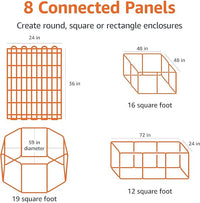 Amazon Basics Foldable Octagonal Metal Exercise Dog Playpen - Indoor/Outdoor, Single Door, Medium (8 Panels, 24 x 36), Easy to assemble and store, 36" - Medium, Black