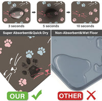 Patterned Cat & Dog Bowl Mat for Food and Water - Small (12" x 20") / Dark Brown-catpaw - image 4