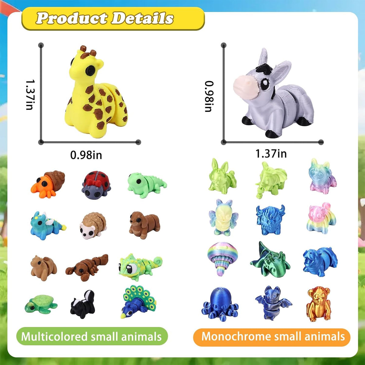 50 pcs 3D Printed Animal Figurines - Animal 156 - image 2