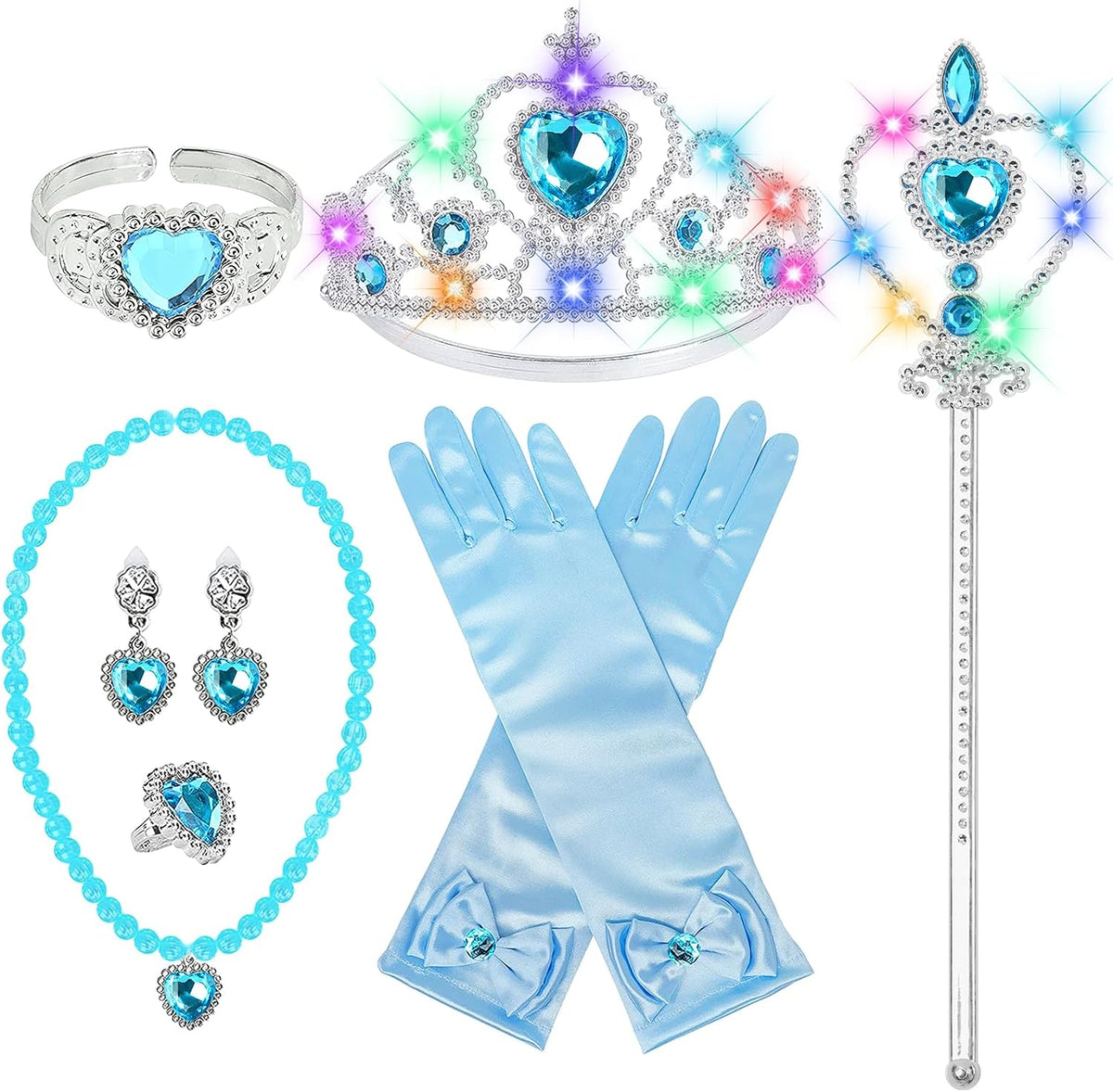 STOPKLAS 7-piece princess dress up set in pink with light-up tiara, wand and gloves - view 2