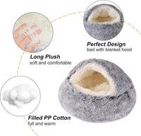 Cat Bed Cave, Cat Beds for Indoor Cats, Washable Hooded Cat Beds - 20.0"L x 20.0"W x 12.0"Th / Grey - image 3