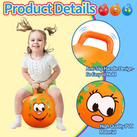 Bouncy Ball with Handle for Kids - 3P 18inch (Red+Orange+Blue) - image 2