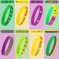 JUNEBRUSHS 64pcs Halloween Party Favors Silicone Bracelets Rubber - Mardi Gras Carnival Party Style - image 3