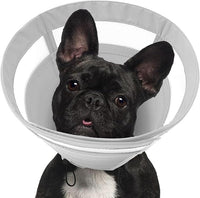 SAWMONG Soft Dog Cone for Medium Dogs, Adjustable Pet Recovery Collar to Stop Licking, Comfy Elizabeth E-Collar for Dogs After Surgery Alternative (M,Grey)