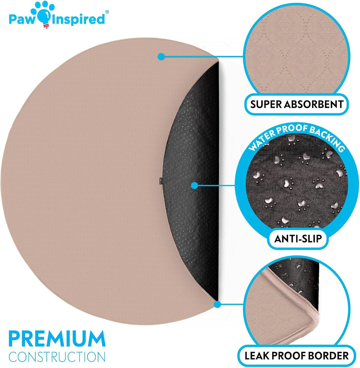 Paw Inspired Round Washable Pee Pads for Dogs - 72" (1 pack) - image 3