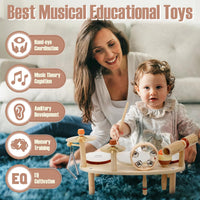 Vanplay Kids Drum Set, Montessori Toys for 2 3 Year Old Boy Girl Gifts – Fun for Kids & Family - Beige, Brown - image 3