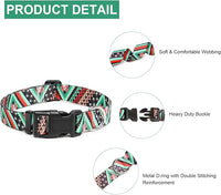 Mercano Adjustable Dog Collar - Special Design Patterns, Soft Nylon Comfortable Durable Pet Collar for Small Medium Large Dogs (XS, Ethnic Green)