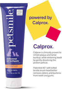 Petsmile Professional Pet Toothpaste for Cats & Dogs - Only VOHC Accepted Toothpaste - Clinically Proven to Control Plaque & Tartar Calprox Formula (Say Cheese, 4.2 Oz)