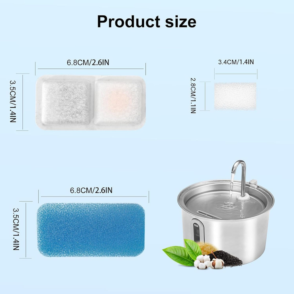 Cat Water Fountain Filters Replacement Compatible with oneisall Cat - 16 PACK - image 3