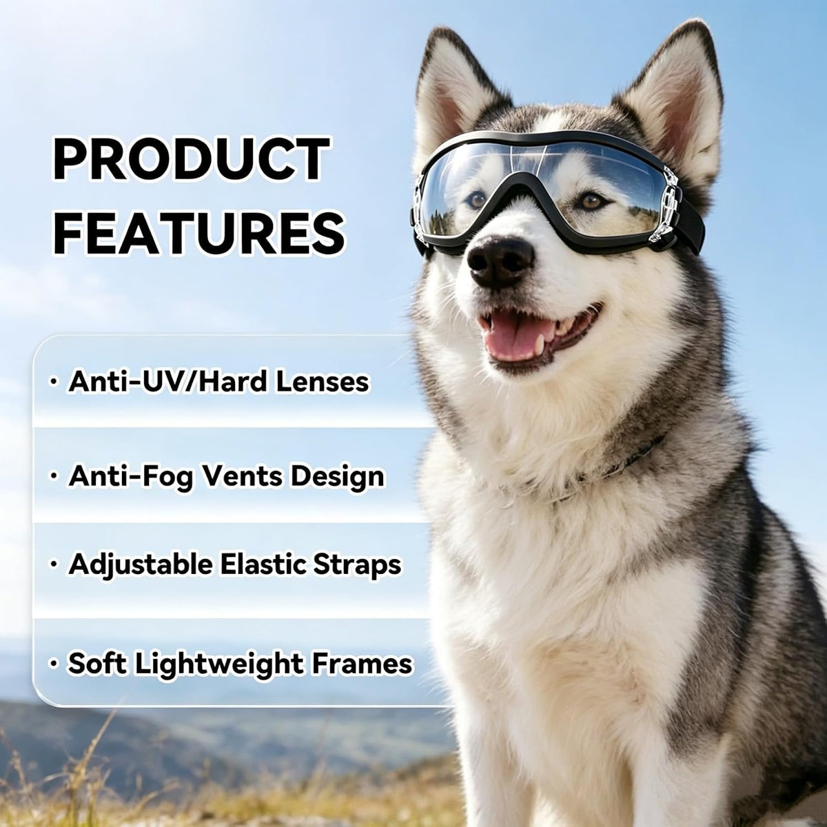 Medium Clear Dog Goggles Eye Protection - Style Clear / Large - image 3