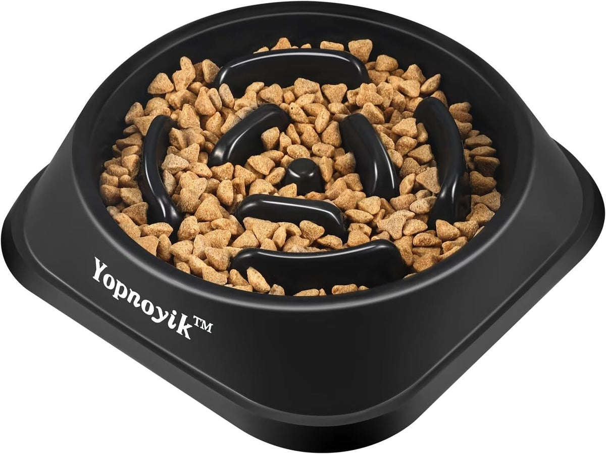 2 Pack Slow Feeder Dog Bowls for Medium Dogs & Cats – Essentials for Dogs - Medium / Black