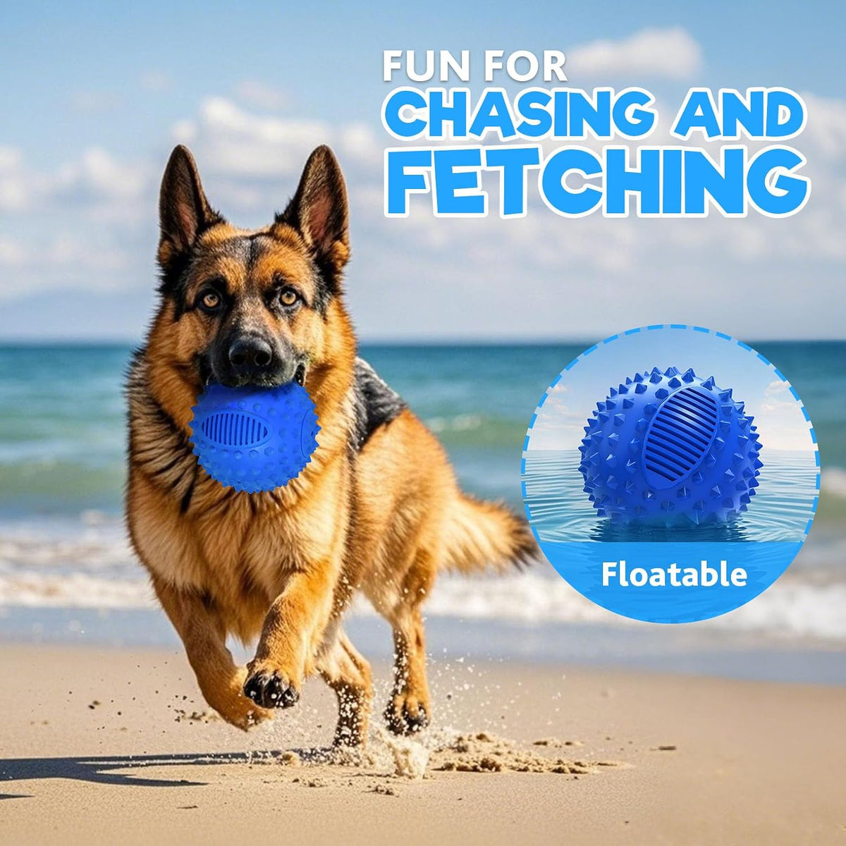 3" Squeaky Dog Balls for Aggressive Chewers - 3" (Small Dog) / Blue - image 2