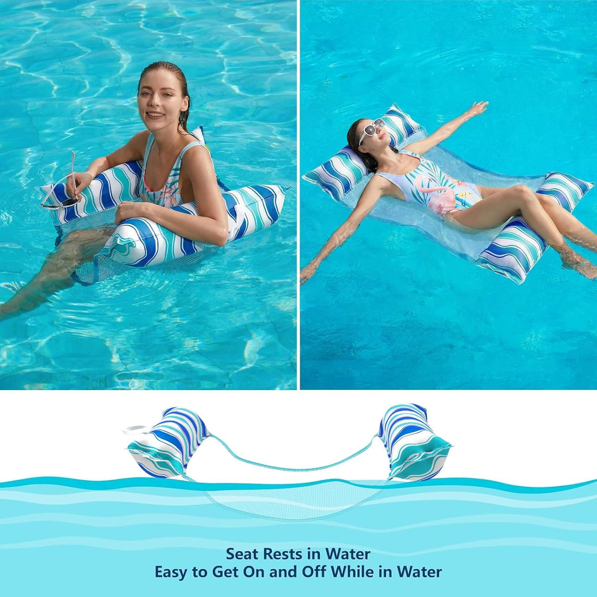 Jasonwell Inflatable Pool Hammock Float - Blue / Large / 1 - image 3