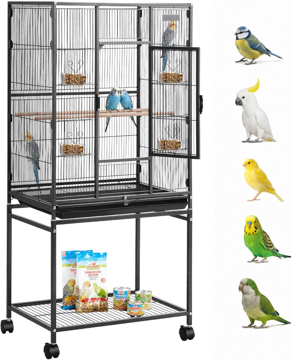 VEVOR Bird Cage, Flat Top - Black / 24.6"L x 16.7"W x 53.9"H