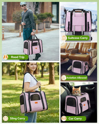 Morpilot Cat Carrier Soft for Large Medium Cats and Puppy up to – Essentials for Dogs - Pink / 17.3"L x 12.2"W x 13.4"H - image 2