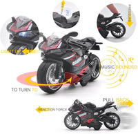 CYYSFIVQZ red 1:12 die cast motorcycle toy with lights, sounds and pull back motor - view 10