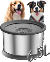 6.5L Dog Water Bowl No Spill 1.6 Gallon Stainless Steel Water Bowl - 6.5L+2 Filters