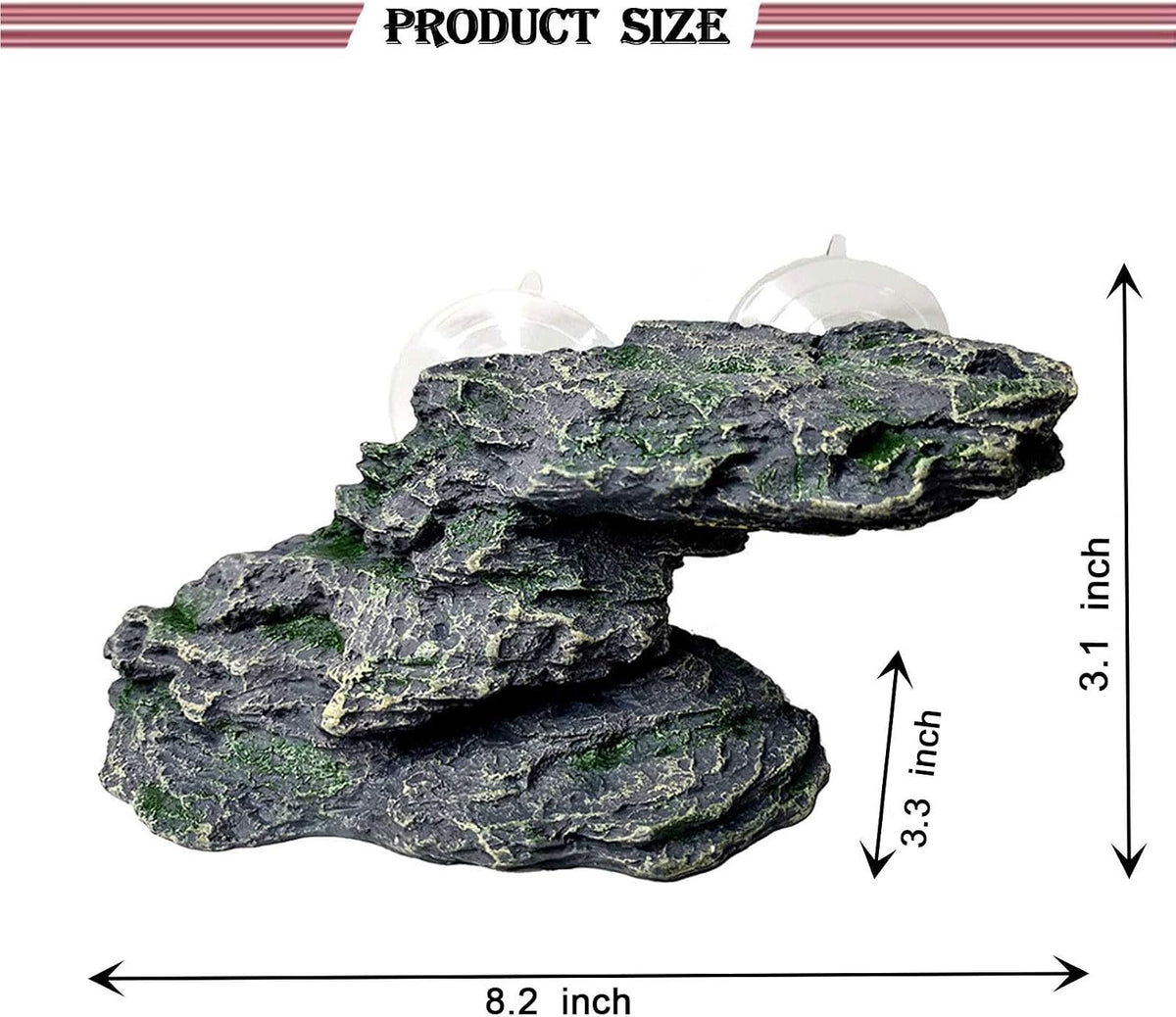 PINVNBY Basking Platform for Turtles Tortoise Dock Resin Resting Rock - 【M:8.2”Lx3.3”Wx3.1”H】 / 【Bronze】 - image 3