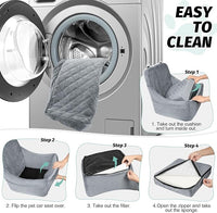 Dog Car Seat for Medium Dogs Up to 35lbs,Fully Detachable and Washable,Easy to Install with Adjustable Straps,Anti-Slip Bottom Travel Car Bed for Pets,Two Side Pockets(Grey,Medium)