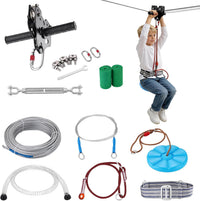 VEVOR 60 ft backyard zipline kit with stainless steel spring brake and seat