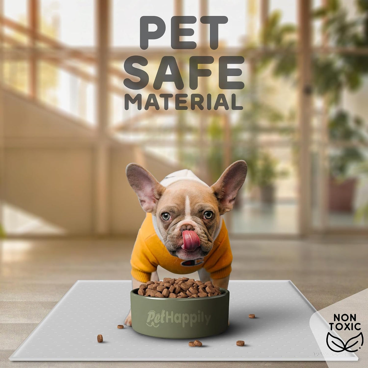 Dog Food Mat - Raised Edges Dogs Mat for Food and Water Prevent Spill, Waterproof Cat Food Mats - 18.5"L x 11.5"W / Mist - image 3