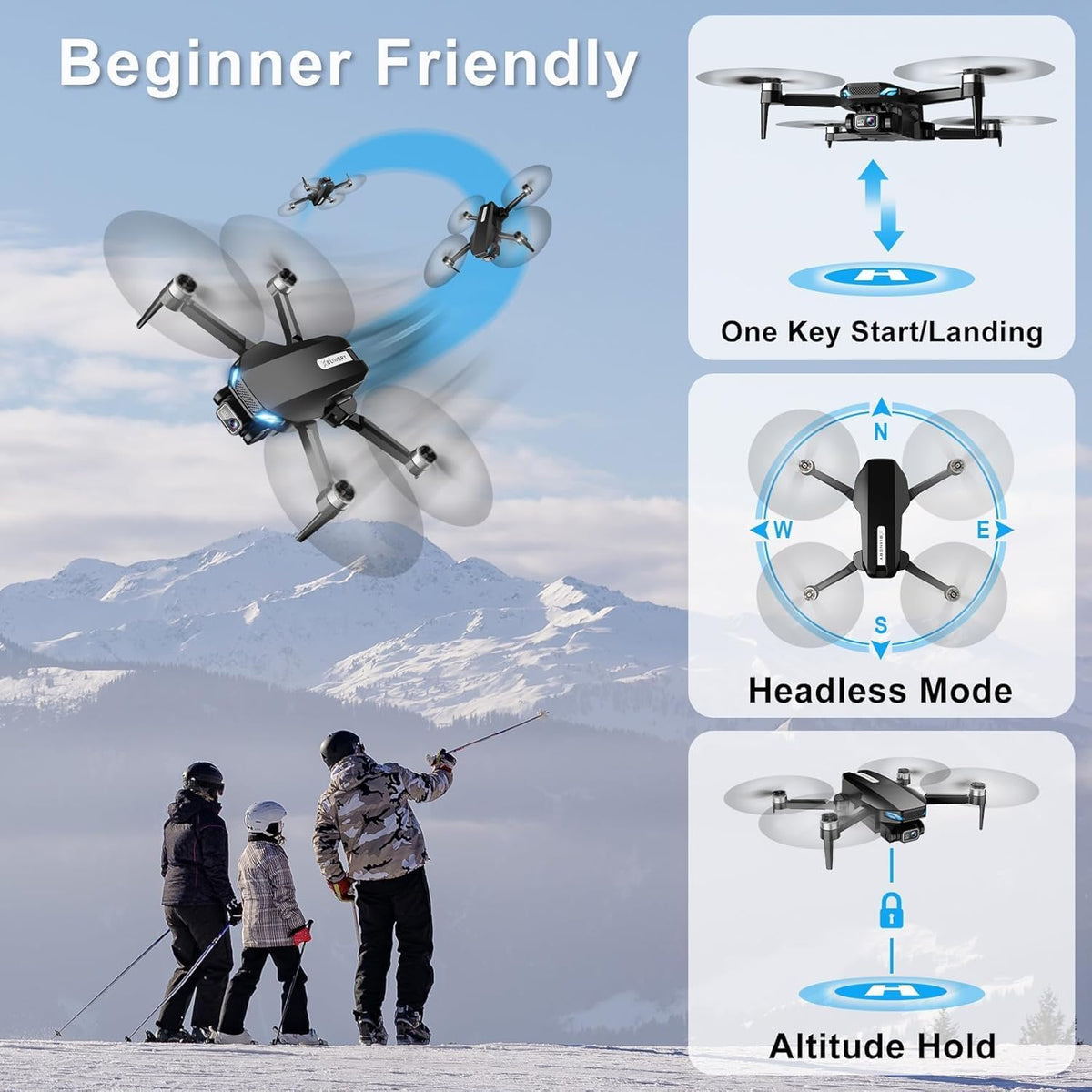 BLINORY X60 foldable 2K camera drone for beginners in black with carrying case - view 8