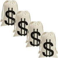 Apipi 4 Pack 6.7" W × 9" H Canvas Money Bags - S-6.7 x9 in