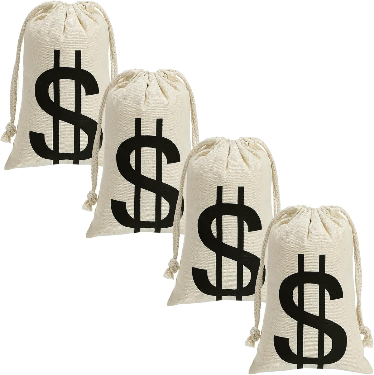 Apipi 4 Pack 6.7" W × 9" H Canvas Money Bags - S-6.7 x9 in