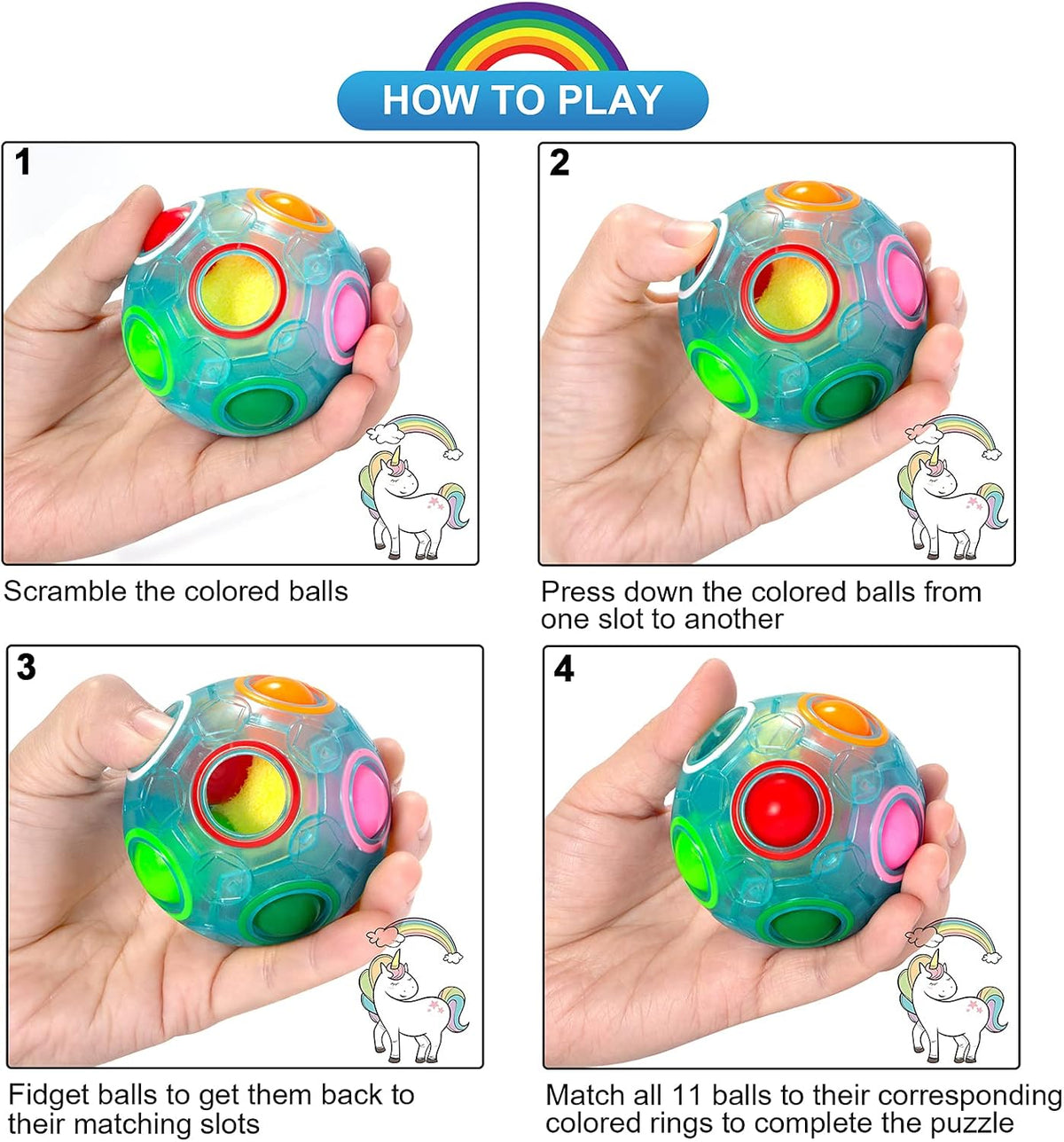 Vdealen Magic Rainbow Puzzle Ball - Blue - image 4