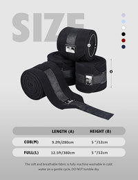Harrison Howard Horse Polo Wraps Upgrade with Bling Leg Wraps for Horses 4-Pack Fleece Leg Wraps Stable Supplies Black L