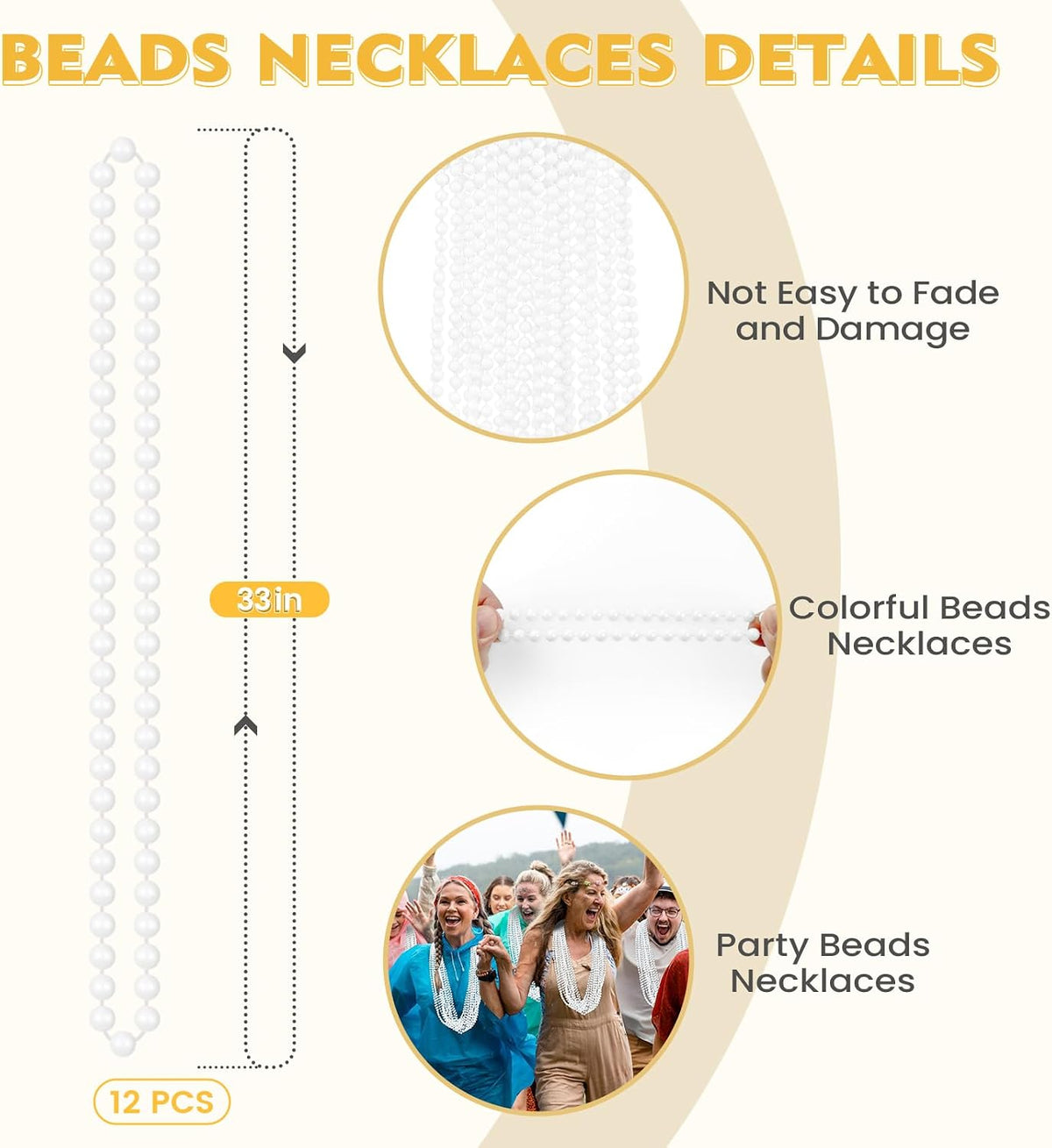 SHAOQINLIN 12 PCS Gold Bead Necklace - White - image 2