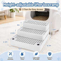 Adjustable Litter Box Step, Cat Ramp for Litter Box, 2 Steps - Light Grey / 3 step - image 2