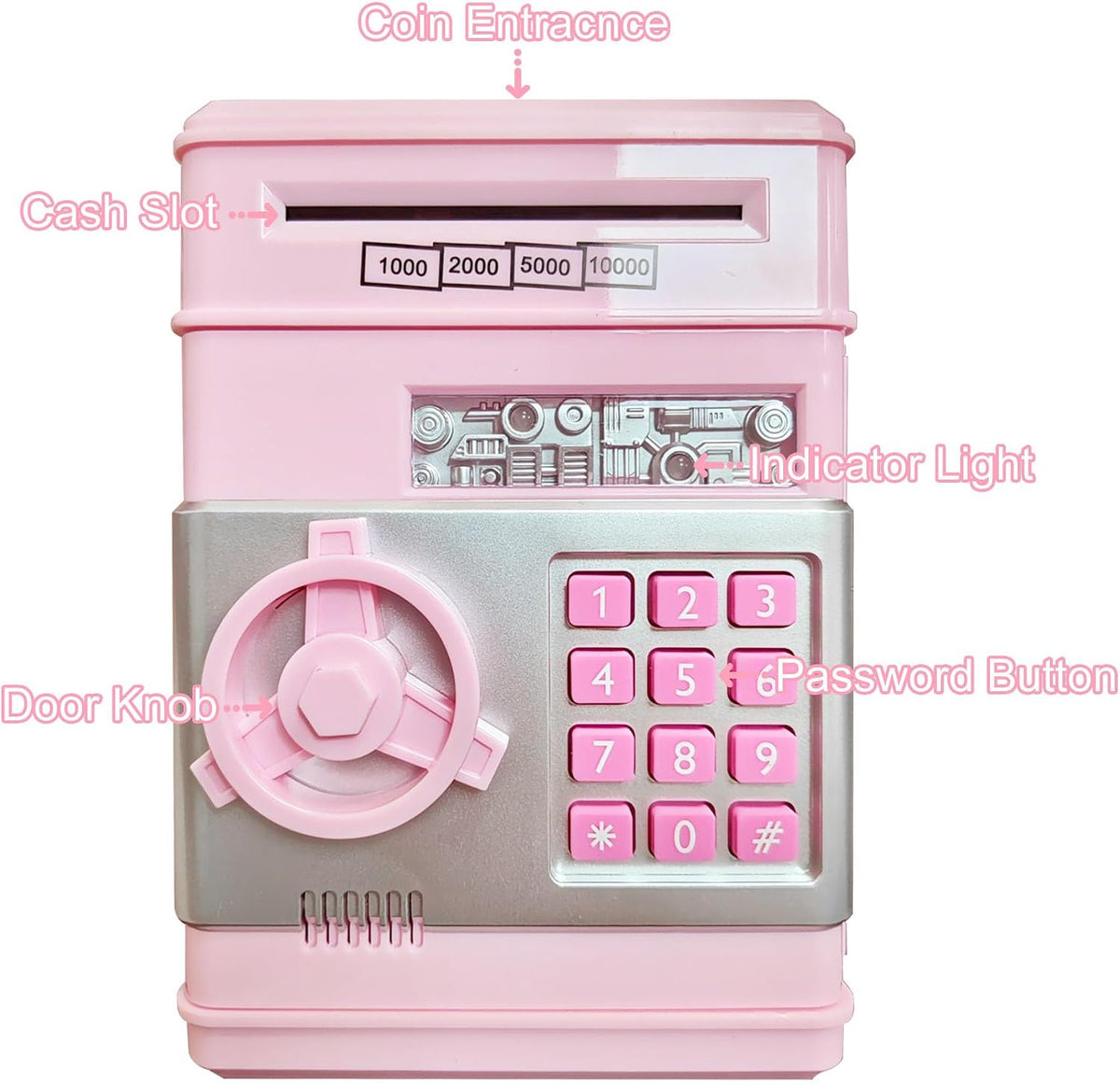 HUSAN rose gold electronic ATM piggy bank for kids with password keypad - view 11