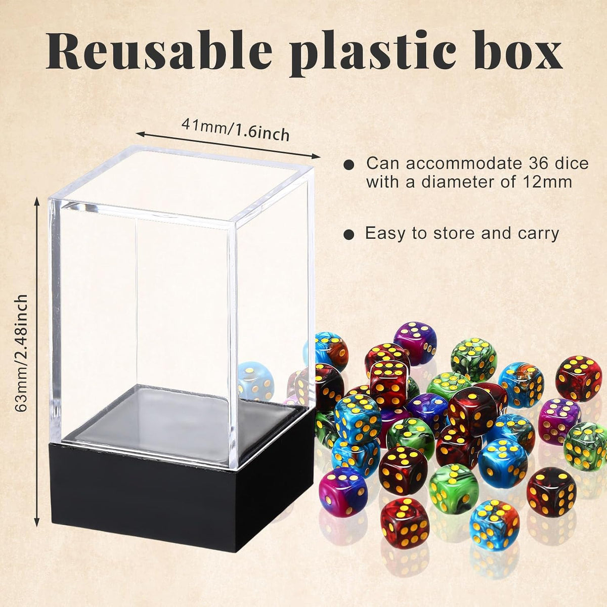 Foilswirl 144-piece 12mm mini dice set in brown, dark red, blue and gray with storage boxes - view 8