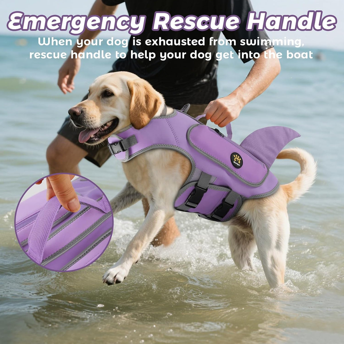Dog Life Vests for Boating and Swimming, Dog Life Jacket – Essentials for Dogs - Lilac / Large - image 2