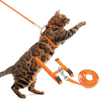 PUPTECK Adjustable Cat Harness and Leash Set Escape Proof Kitten - Small / Orange