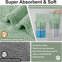 Medium to Large Size Dog Bathrobe, Quick Drying Super Absorbent Used for After Bathing, Warm Dog Towels, Adjustable Hoodies and Belts for Pet Dogs Bath Clothes Products(Green Jacquard, 2XL)