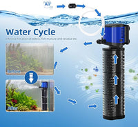TARARIUM Aquarium Filter 400GPH for 55-75 Gallon Fish Tank, Biochemical Quiet Submersible Internal Powerful Pump Air Supply, Wave Maker 4 in 1, Small Ponds, Saltwater & Freshwater Crystal Clear