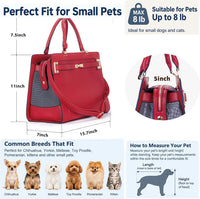 Fashion Pet Carrier Dog Cat Carrier Purse Soft-Sided Leather Handbag - Red - image 2